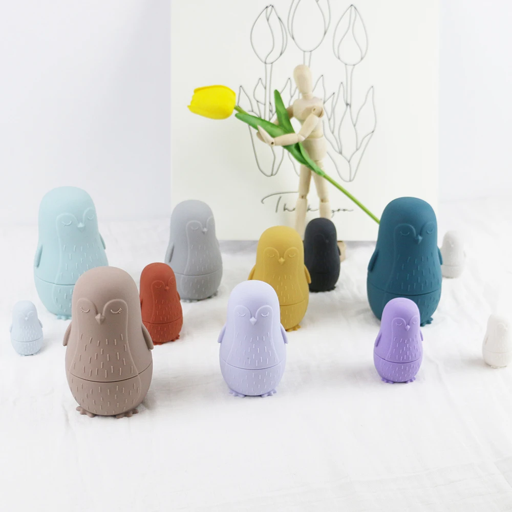 Новое поступление игрушка в виде пингвина форме животного не содержит Бисфенол А силиконовая детская Прорезыватель для зубов набор русских гнездовых