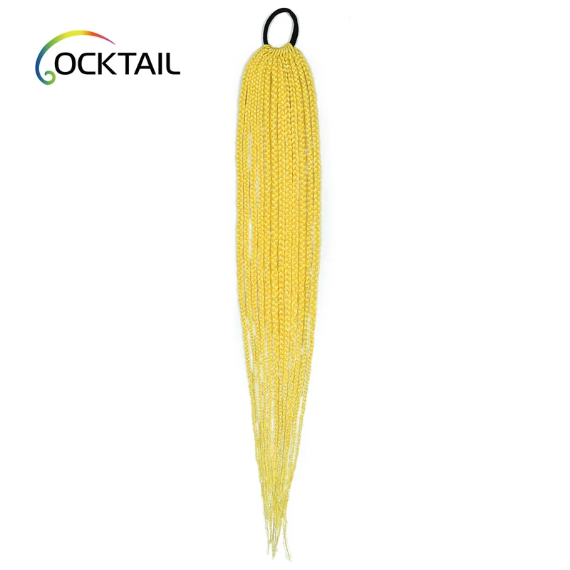 250 Kinds Colors Braiding Hair With Tinsel Ponytails,3x Box Braid Ponytails With Rubber Band