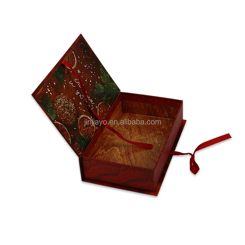 Egendefinert kunstpapirboks for smykker og parfyme med klappbar deksel, silkebånd, mat laminert papp, UV-trykk, varm foliepregning og vinduslåda