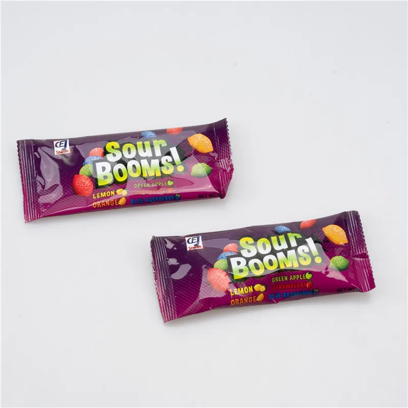 Wholesale BRC Sours Bomb Sweet Sweet Manufacturing Bags Candy Halal Sucreries Bonbon Custom Fruit Flavour Natural Chew Candy