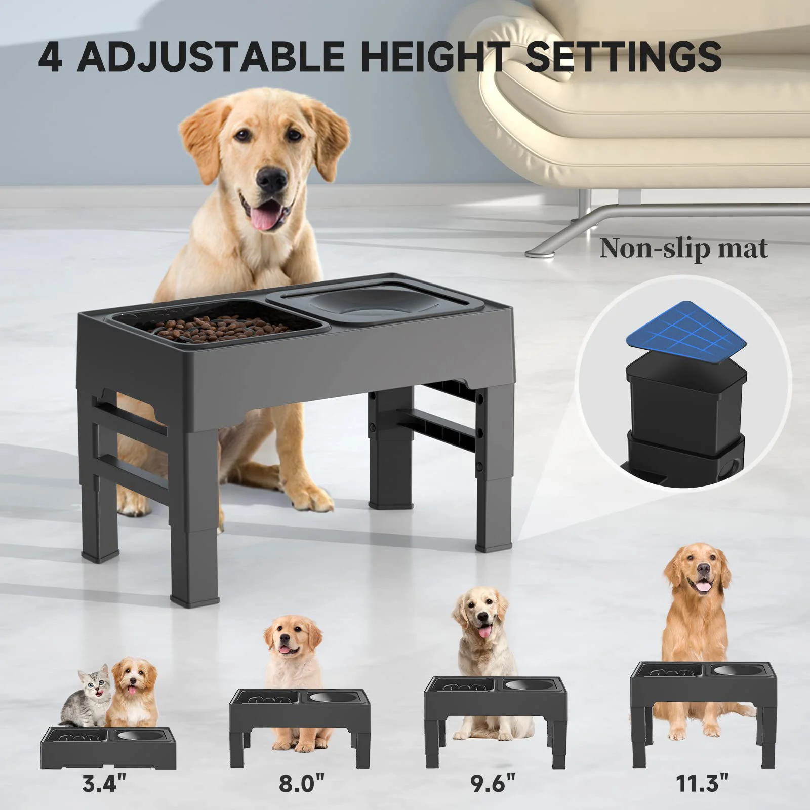 Customized Elevated Dog Food Bowl - Adjustable & Durable