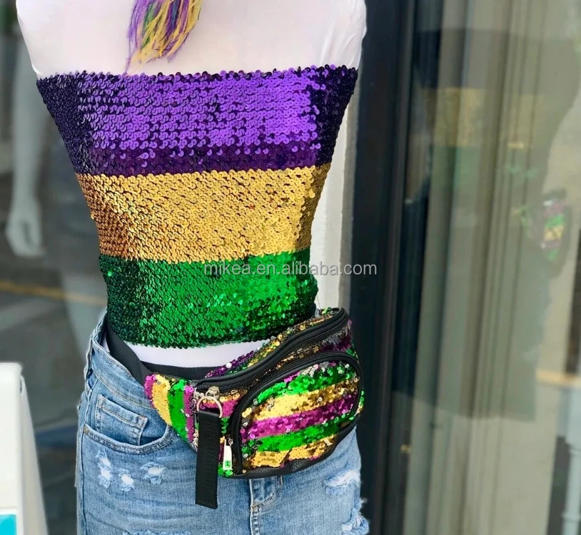 sequin mardi gras tube top