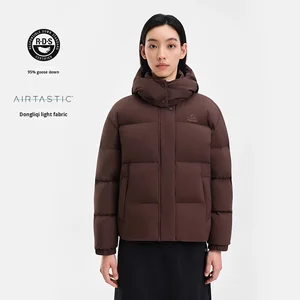 Pelliot 2026 New Women's Outdoor Goose Down Jacket 800 Puff Windproof Splash-Proof Hooded Warm Coat Short Length Winter Coat