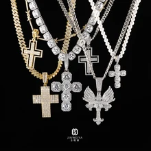 Hip Hop Jewelry Cross Diamond Pendant 925 Silver Moissanite Iced Out Cross Pendants For Necklace