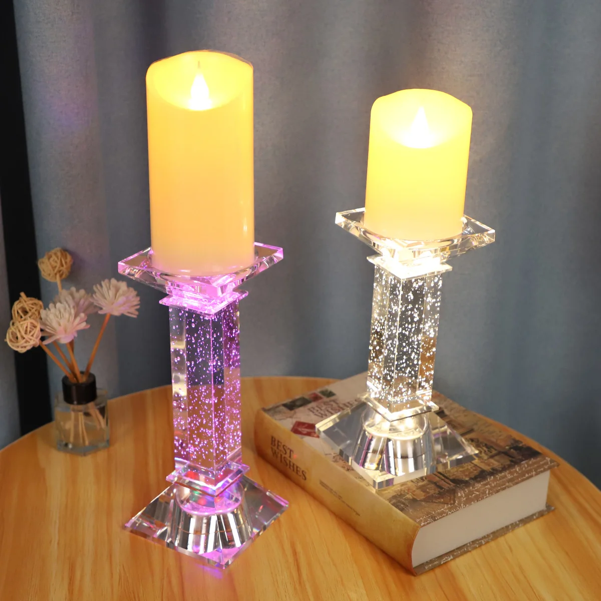 High Quality Pure Transparently Crystal Candlestick Holder Lighted Up Luxury Centerpieces Wedding Decoration Home Indoor supplier