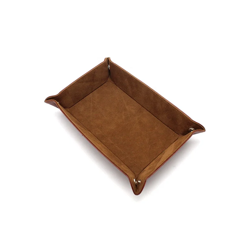 Leather Four Corners Foldable Dice Tray Foldable Tray High Quality Storage Tray