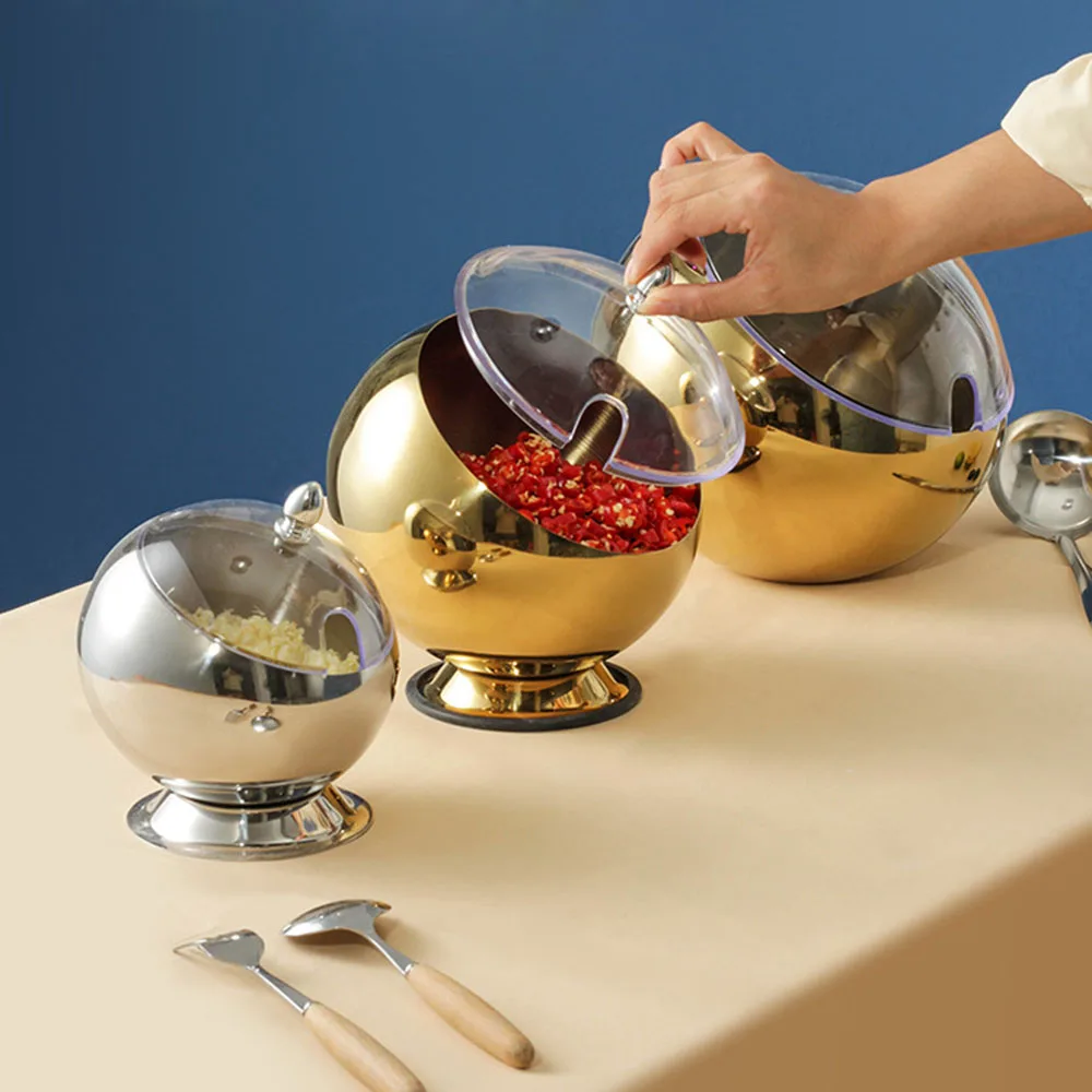 OKUMEYR 1set Ciotole Acciaio Inox Per Spezie E Condimenti Con Coperchio Per Buffet E Insalate Di Frutta Elegante E Pratico Per La Cucina - 11