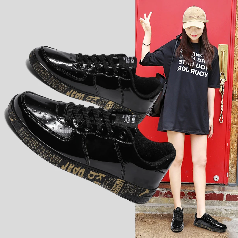 Fashionable Unisex Glossy Sports Shoes - Classic Walking Style Men's Casual Footwear