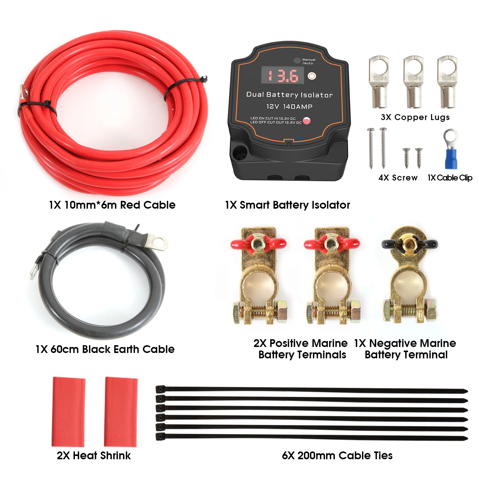 12v 140 Amp Vsr Dual Battery Smart Isolator Kit Voltage Sensitive Relay