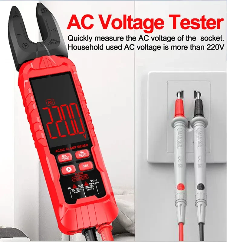 Smart digital clamp meter for accurate electrical measurements Measures AC/DC current, voltage, resistance, and continuity Non-contact current measurement using clamp (no wire cutting required) Auto-ranging function for easy and fast operation LCD display with backlight for clear readings in low light Supports additional features like NCV (non-contact voltage), diode test & data hold Compact, portable design – ideal for electricians & technicians Suitable for home, industrial, and maintenance use