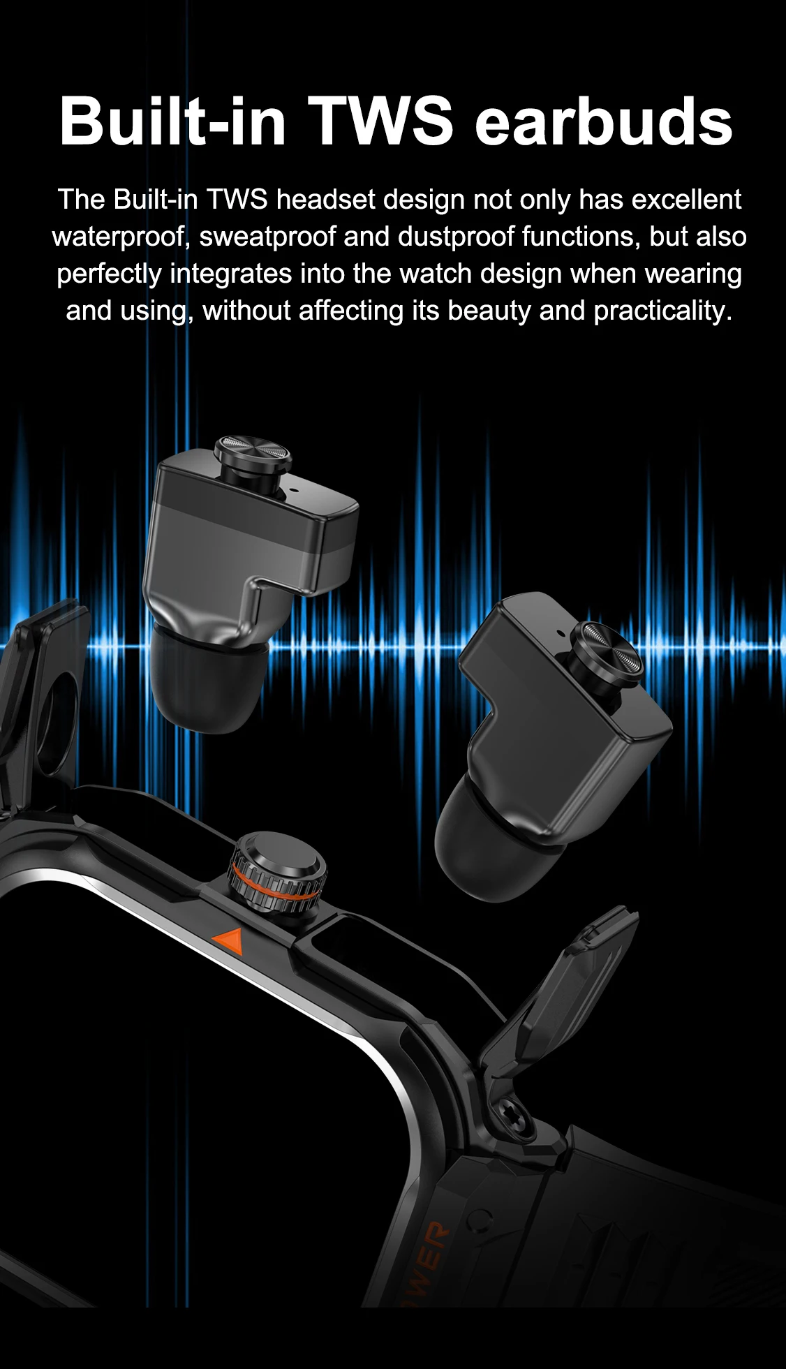 2026 GT55 TWS BT Earphone 2.1Inch Touch Screen with NFC 345mAh Power HRV Care Earbuds Sport Outdoor Relojes Smartwatch for Men