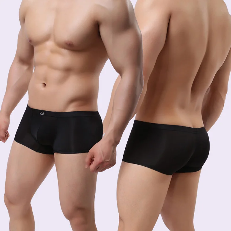 JSMANA Breathable Ice Silk Transparent Men Underwear Boxer Gay Men Wearing Panties Mens Sexy Underwear