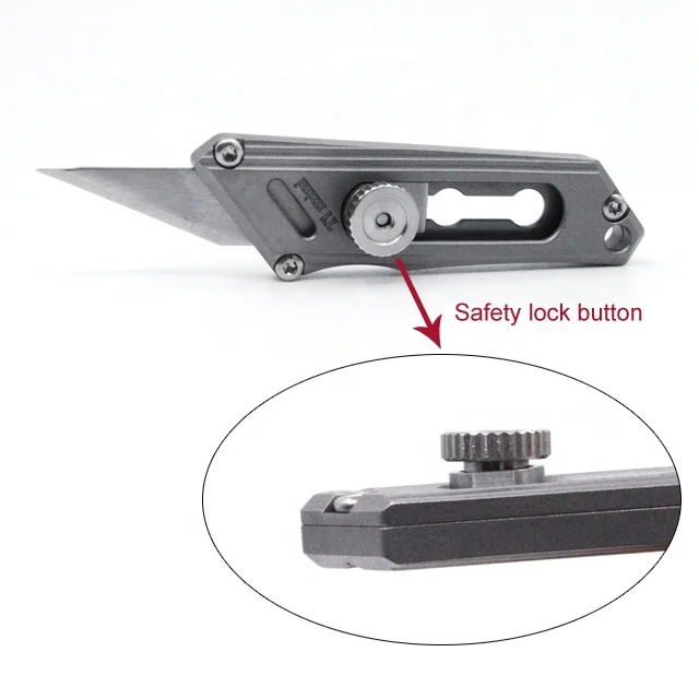Small Box Cutter with Retractable and Replaceable Blade EDC Mulititool Titanium Utility Mini Knife