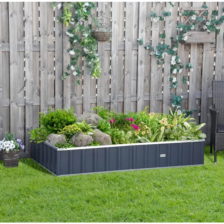 Galvanized Metal Outdoor Raised Garden Bed Large Steel Metal Planter Kit Box For Deep Rooted