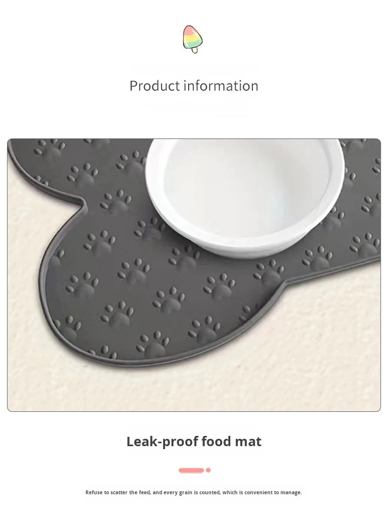 Easy-to-Clean Silicone Pet Meal Mat Anti-Spill Feeding Mat for Cats and Dogs Cat Bowl Mat Supplies factory