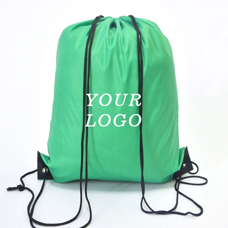 Custom Logo Nylon Draw String Bag Full Color Cinch Backpack Waterproof 210D Polyester Drawstring Bag