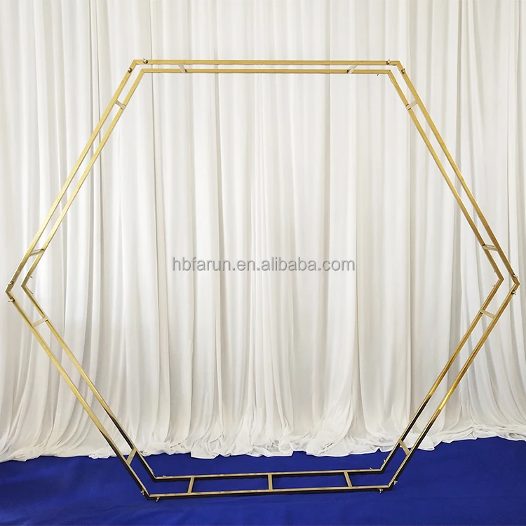 Golden Mirror Exquisite Octagon Wedding Backdrop Wedding Arch Stand ...