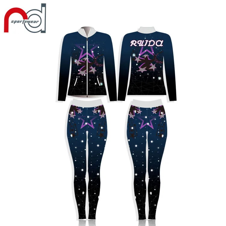 Professional Warm up Suit Sublimation Custom Design All Stars Tracksuit Cheer Suit Legging and Jacket