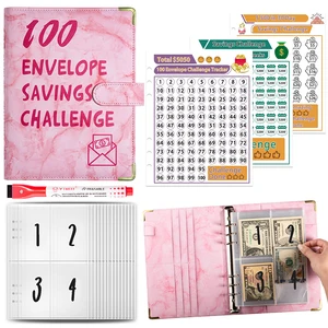 100 Envelopes Money Saving Challenge Budget Binders A5 Size Money Cash Binder with Pen
