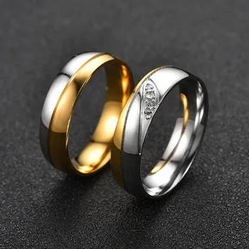 High Quality Cheap Classic Stainless Steel Engagement Wedding Alliance Couple Finger Rings Set