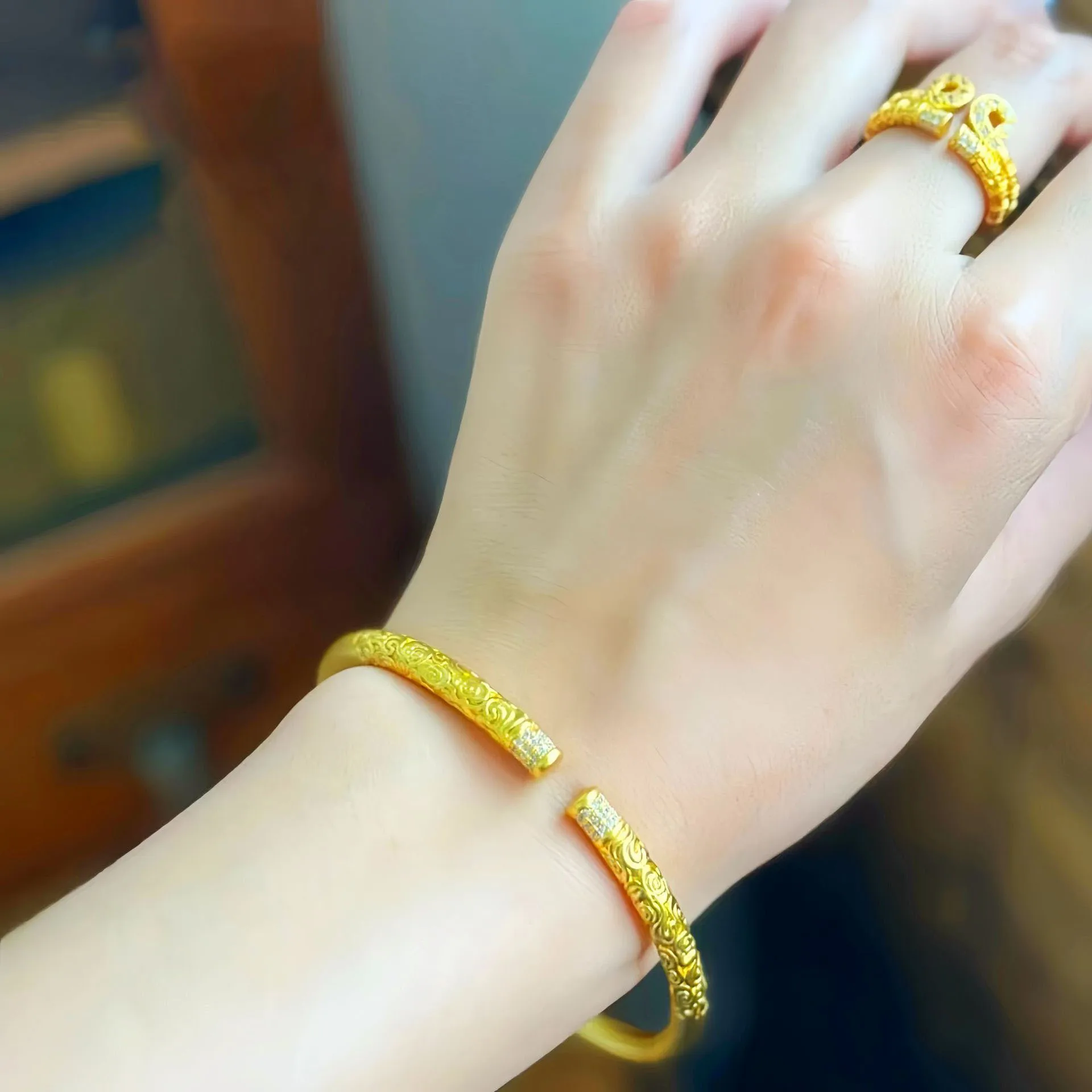 Monkey King Sun Wukong Golden Cudgel Adjustable Bangle Bracelet - Alloy Silver Plated, 4mm Width, 19cm - View #10