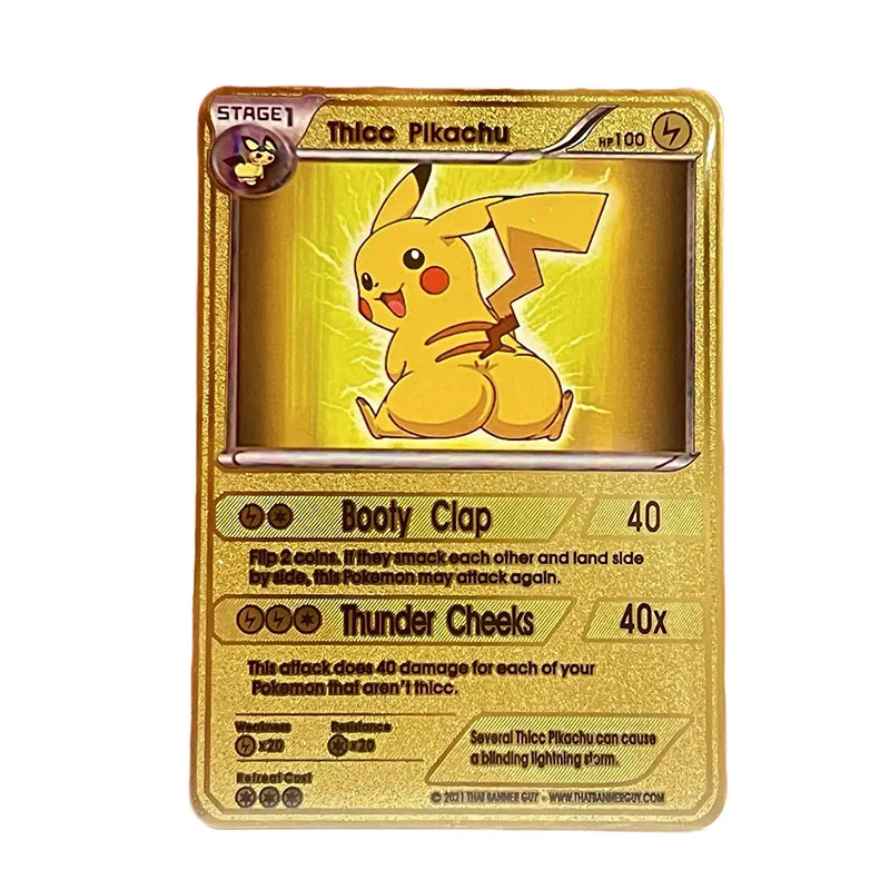 Stainless Steel Gold Metal Thicc Charizard Card Wholesale English  Poke-Moned Trading Metal Game Cards for Kid Gift