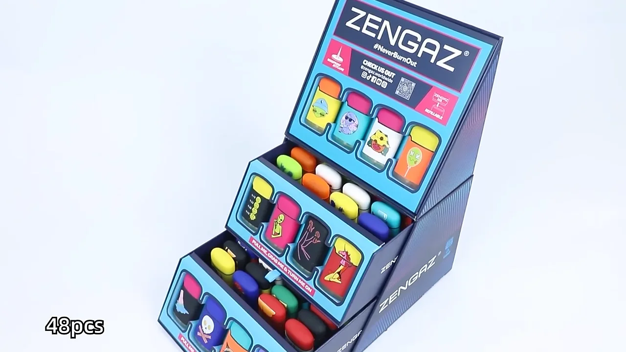 ZENGAZ CUBE Display 48pcs - Cool Gas Torch Lighters for Women
