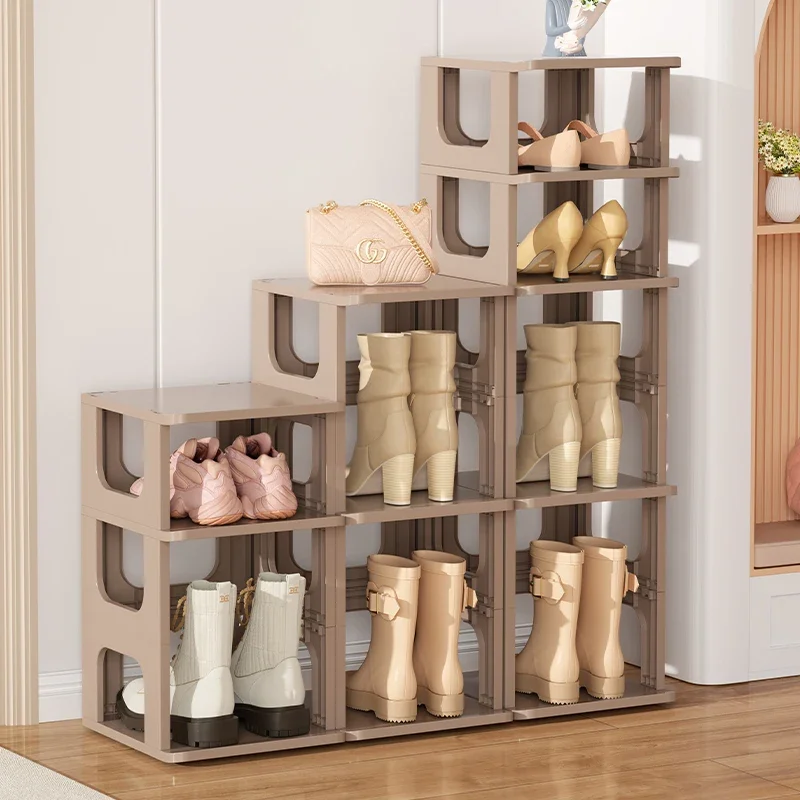 Modern Multi-Layer Foldable PP Plastic Shoe Rack Storage Cabinet Stackable and Display Style for Home Kitchen Bathroom Storage factory