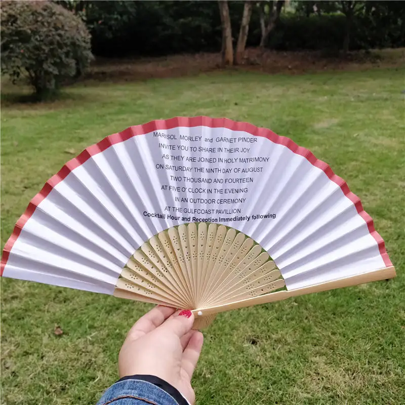 White Custom DIY Hand Fan Printed Logo Lash Fans Personalized Wedding Hand Held Portable Japanese Blank Paper Fan