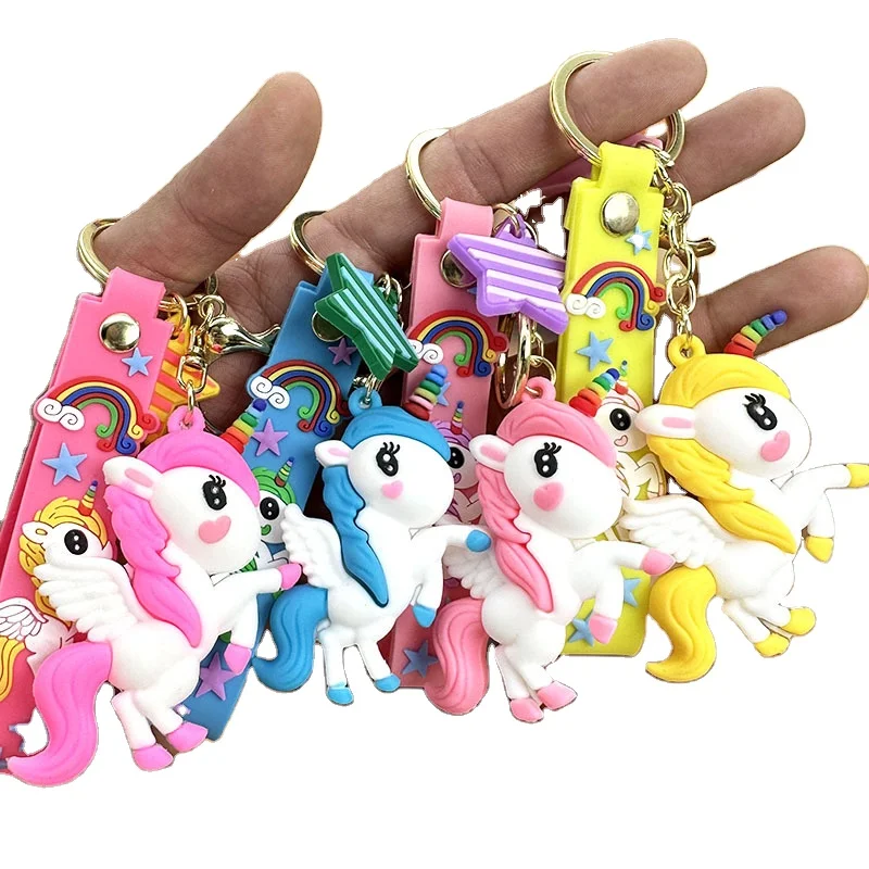Unicorn Keychain Female Cute Cartoon Doll Car Key Lanyard Bag...