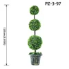 Arbre topiaire triple boule d'eucalyptus (120 cm/3,93 pieds) vert foncé