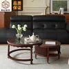 Fluorescent glass and solid wood coffee table set - vintage color