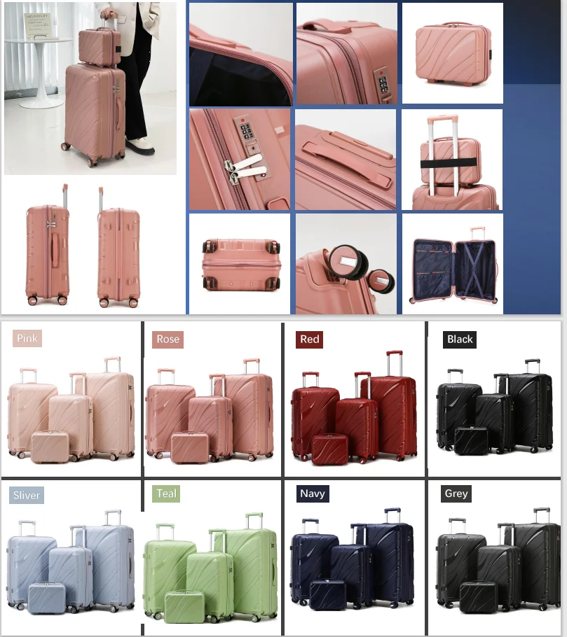 Wholesale Double Zipper Luggage Pp Material Hard Shell Suitcase ...