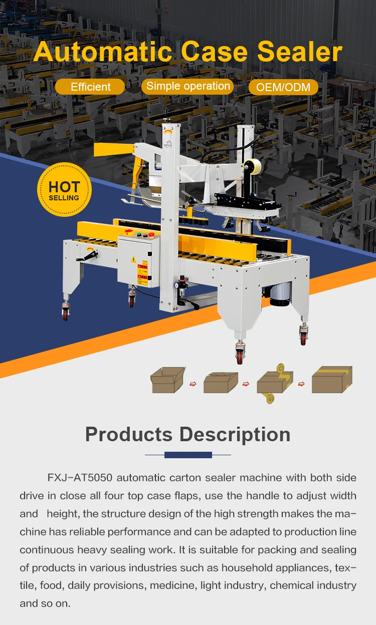 Automatic Flaps Folding Carton Sealing Machine - Case Box Tape Sealer
