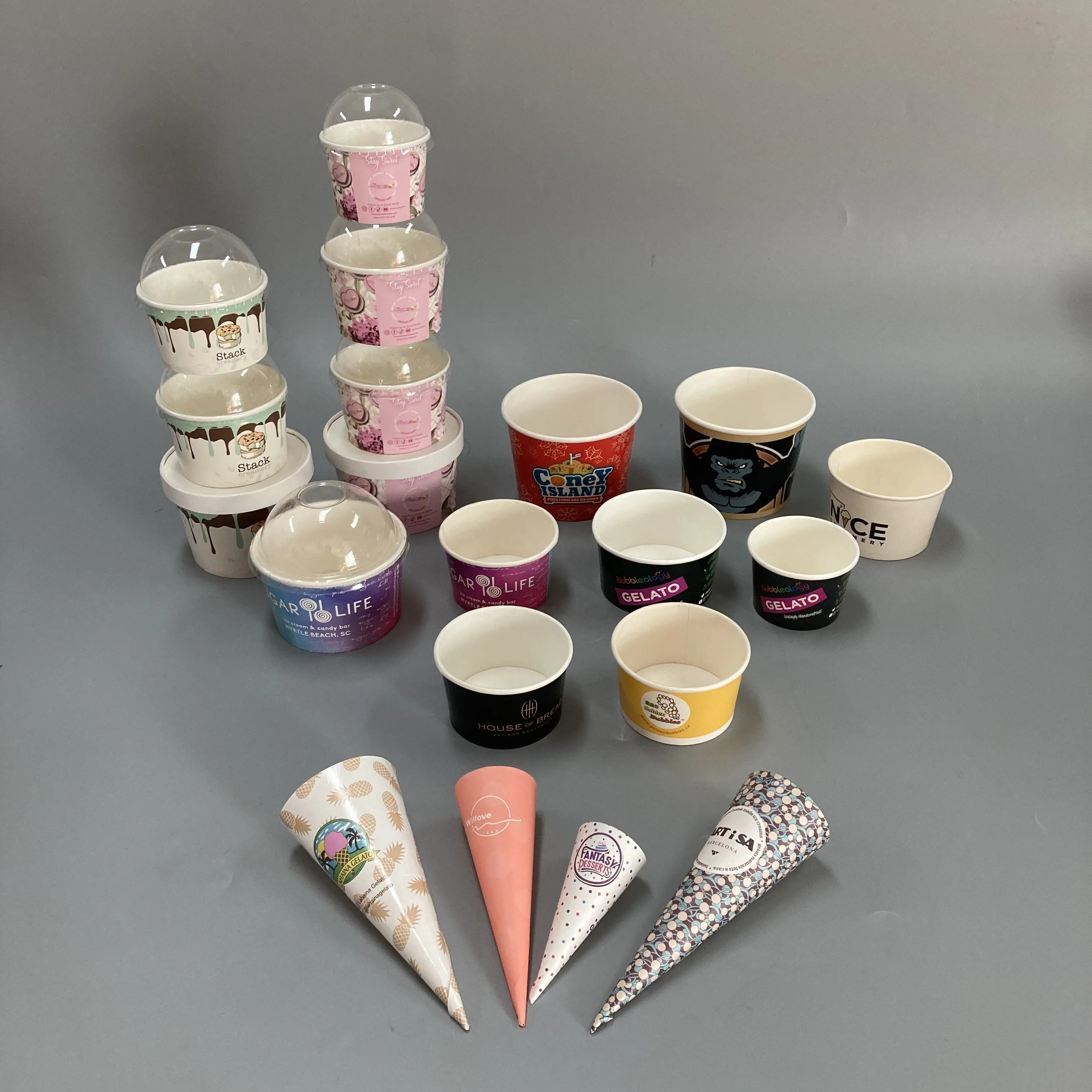 Disposable Mini Ice Cream Cup with Plastic Lid 10 oz