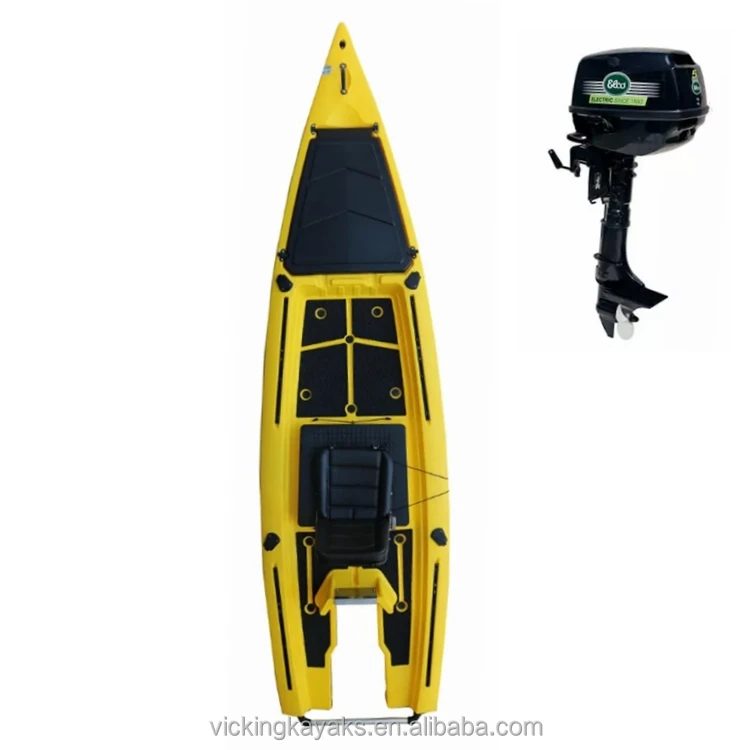 Vicking 12.7ft New Design,Electric Outboard 5.8p Motor Kayak,Solo Skiff