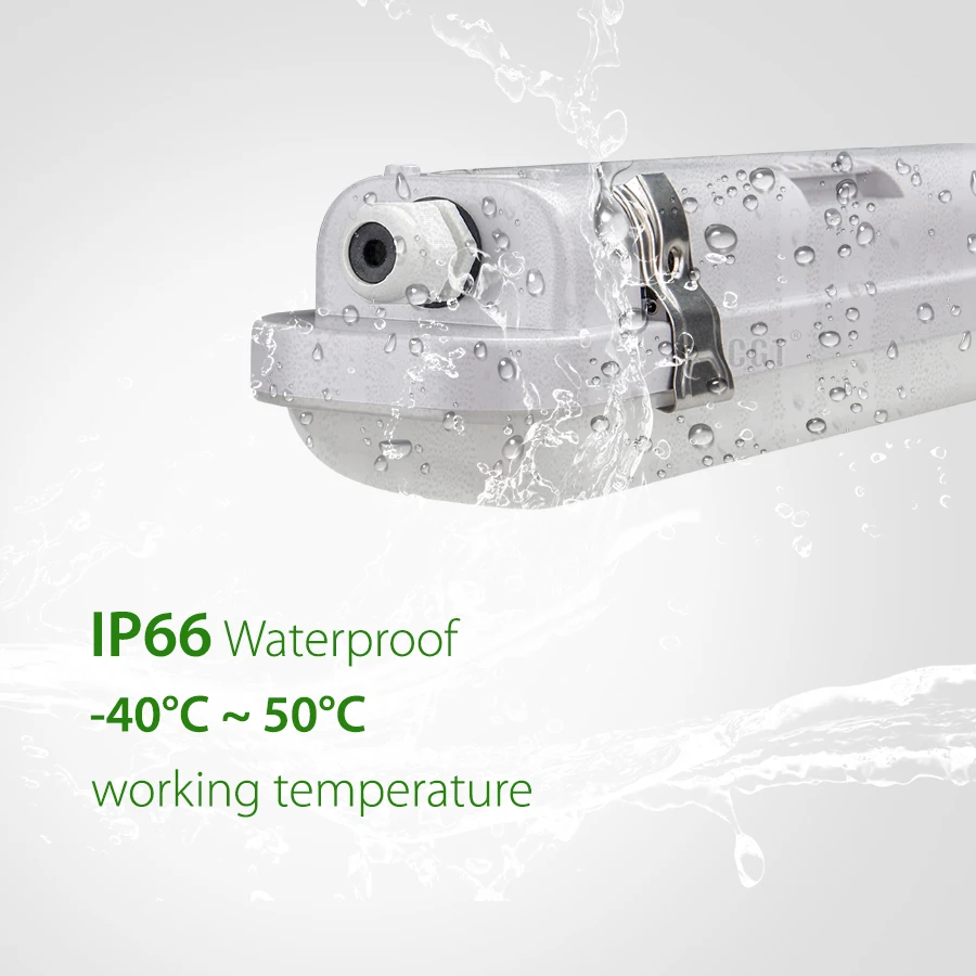 Vapor-tight Linear LED Garage Tube Light Vapor Tight Waterproof Fixture Dimmable IP66 LED Tri-proof Light
