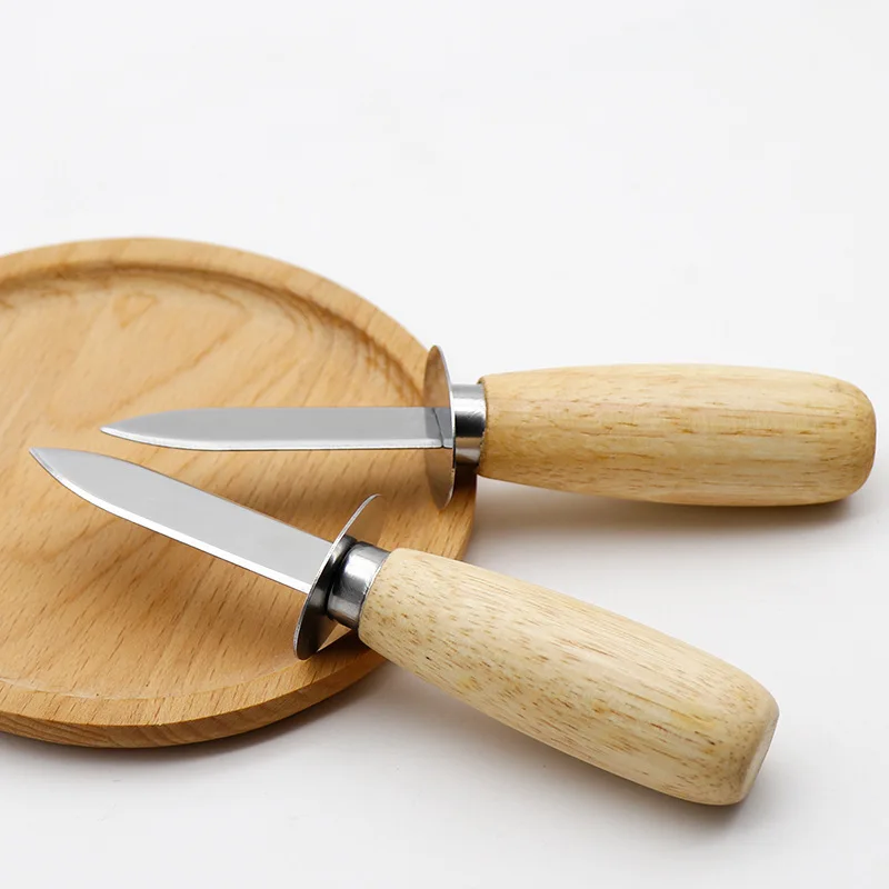 Wood Oyster Brush With Oyster Shucking Knife Kit For Kitchen