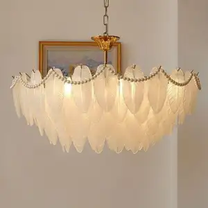 Zeal Lighting High Quality Home Decor Dinner Room Simple Feather White 	Glass Nordic Pendant Light