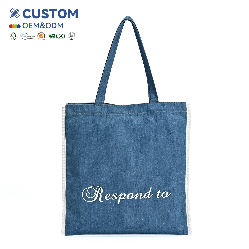 Foldable Cotton Canvas Embroidered Tote Bag With Pockets and Zipper Customized Logo Tote Bag Women Handbags Reusable Tote Bag