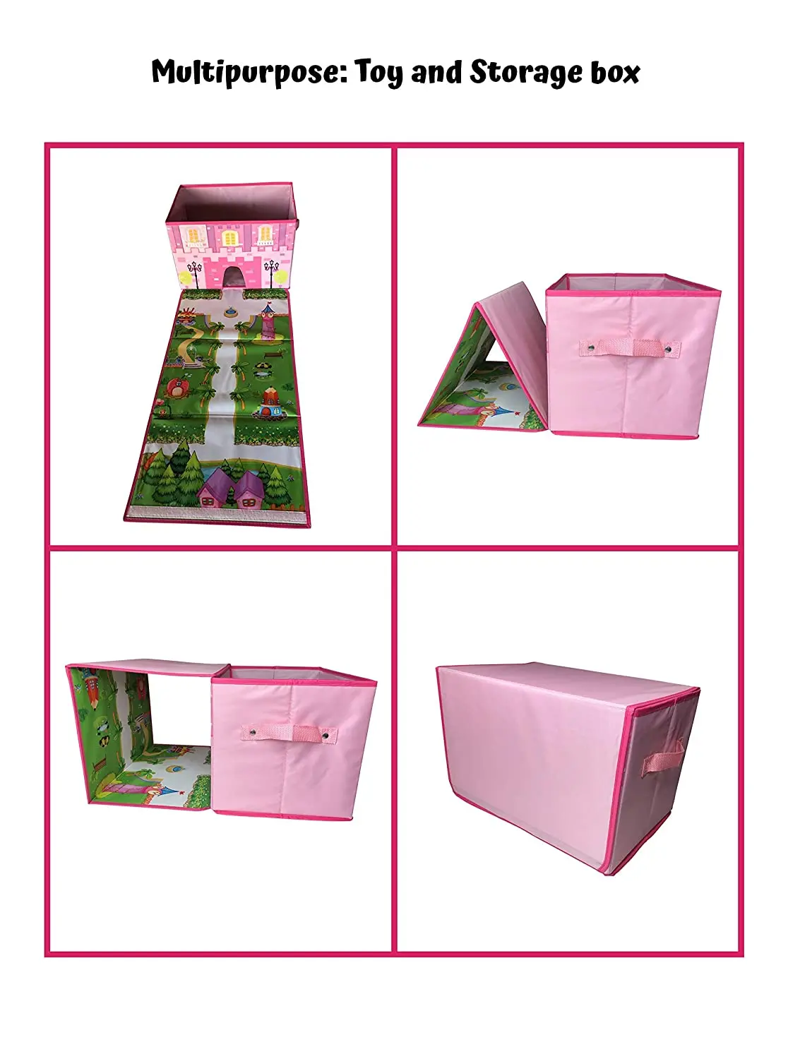 Toy Storage Box With Car Rug Play Mat Toy Box For Boys And Girls 2