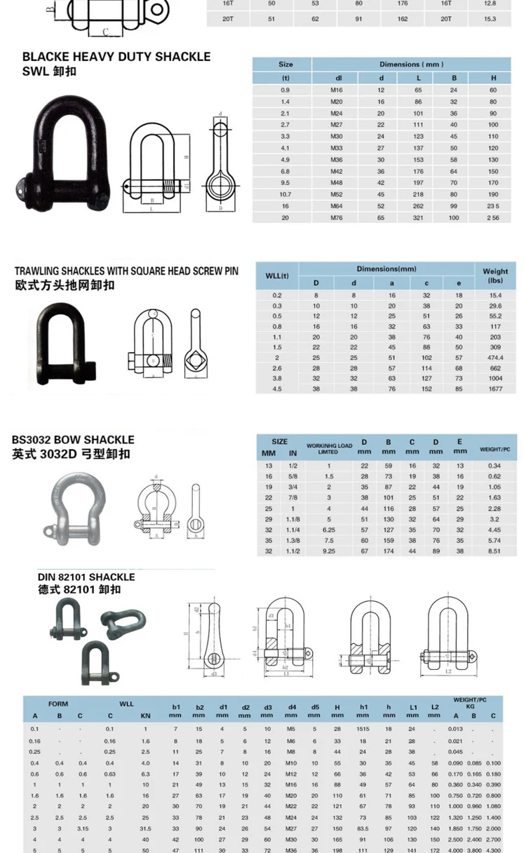 Galvanized Screw Pin US Dee Type Marine Rigging Chain D Shackle