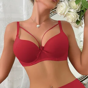 Europe and the United States Gathered Sexy Top-up Bra Simple Smooth Top-up Chest Strap Underwear Comfortable Adjustable Bra