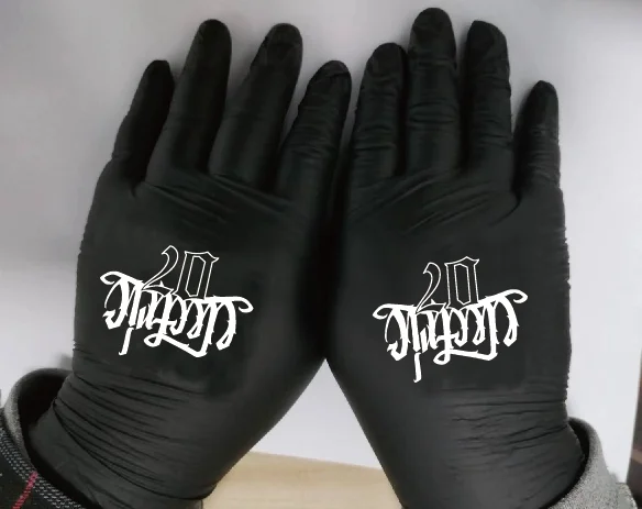 4mil 5mil Personalisierte Nitril-Handschuhe mit Eigenem Logo fr  Tattoo-Studios, Schnheitssalons und Friseure in Lila, Grn, Blau, Pink und  Schwarz