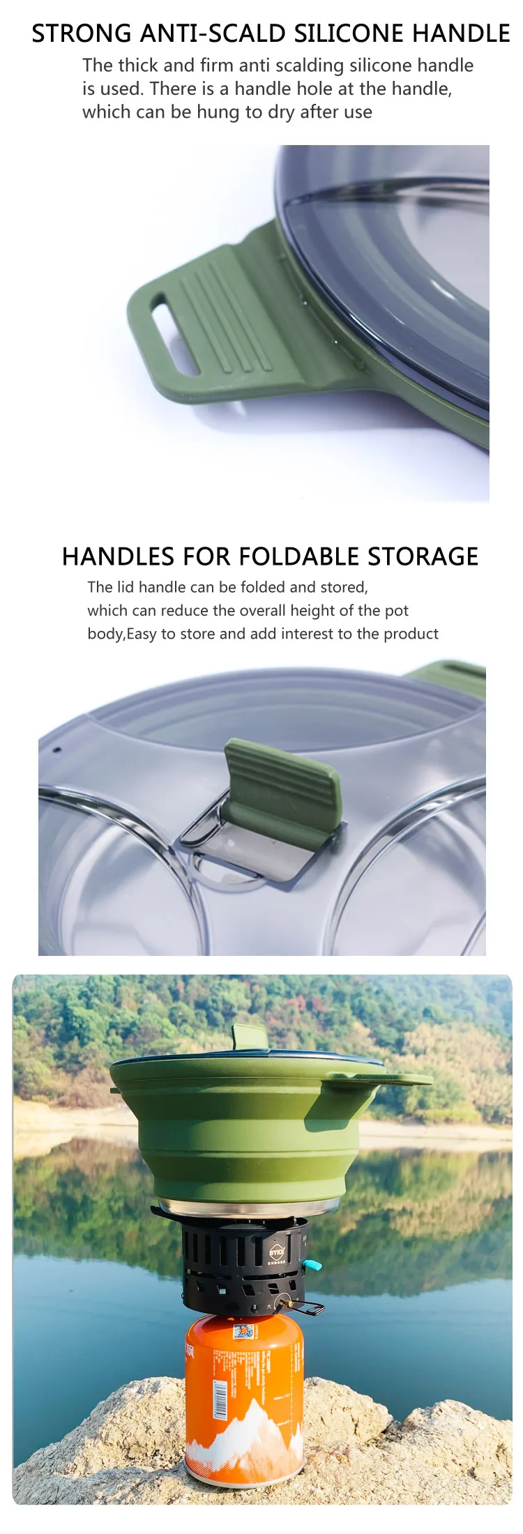 2.5l New Product Custom Silicone Collapsible Camping Cook Pot Buy