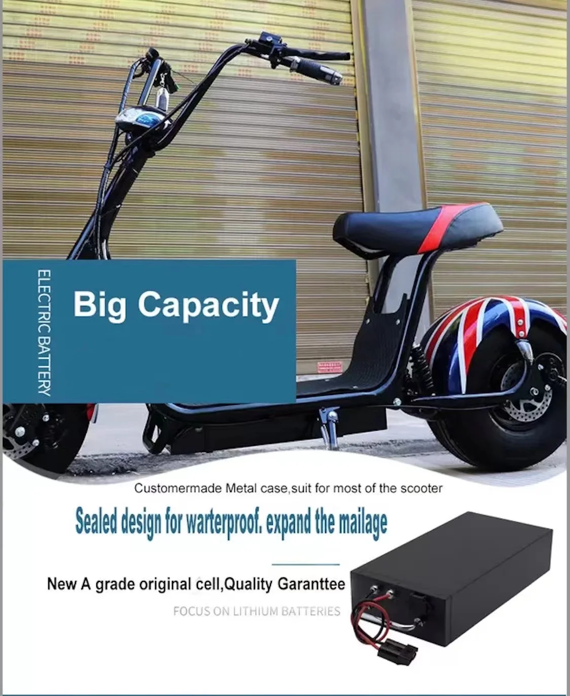 Citycoco Replacement 60v 20ah Electric Scooter Battery,Removable Lithium Ion Motorcycle Battery