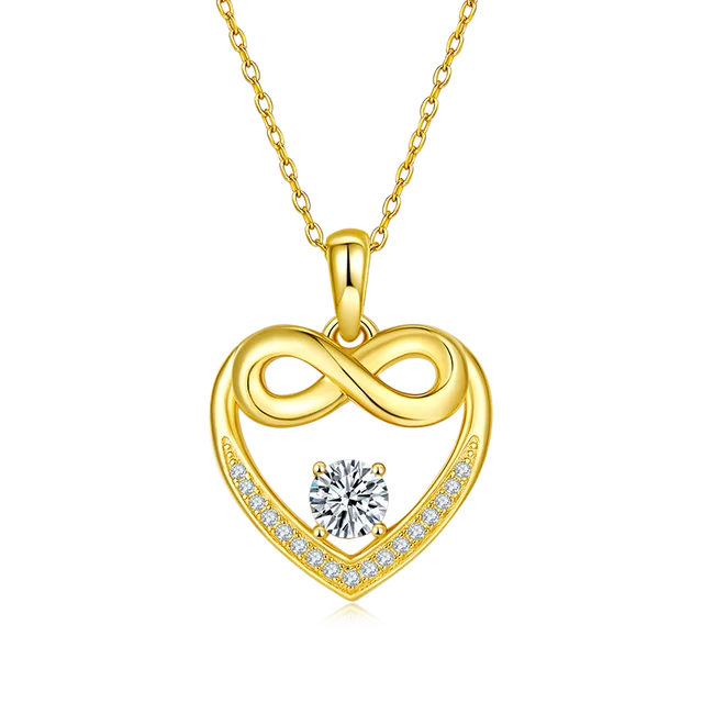 925 Sterling Silver Center Dancing Dance D color VVS Diamonds Heart Moissanite Necklace for Women