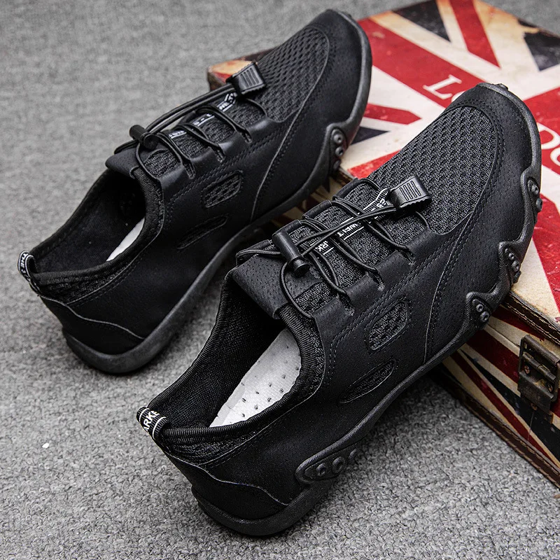 New spring and summer driving shoes net face bean shoes breathable trend men's lace-up casual shoes
