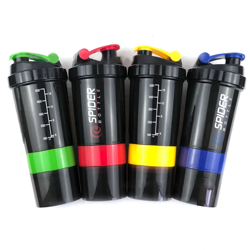 Spider Compartment Pp Protein Powder Shaker 500ml Blender Custom Logo Bottle Blank Classic Gym