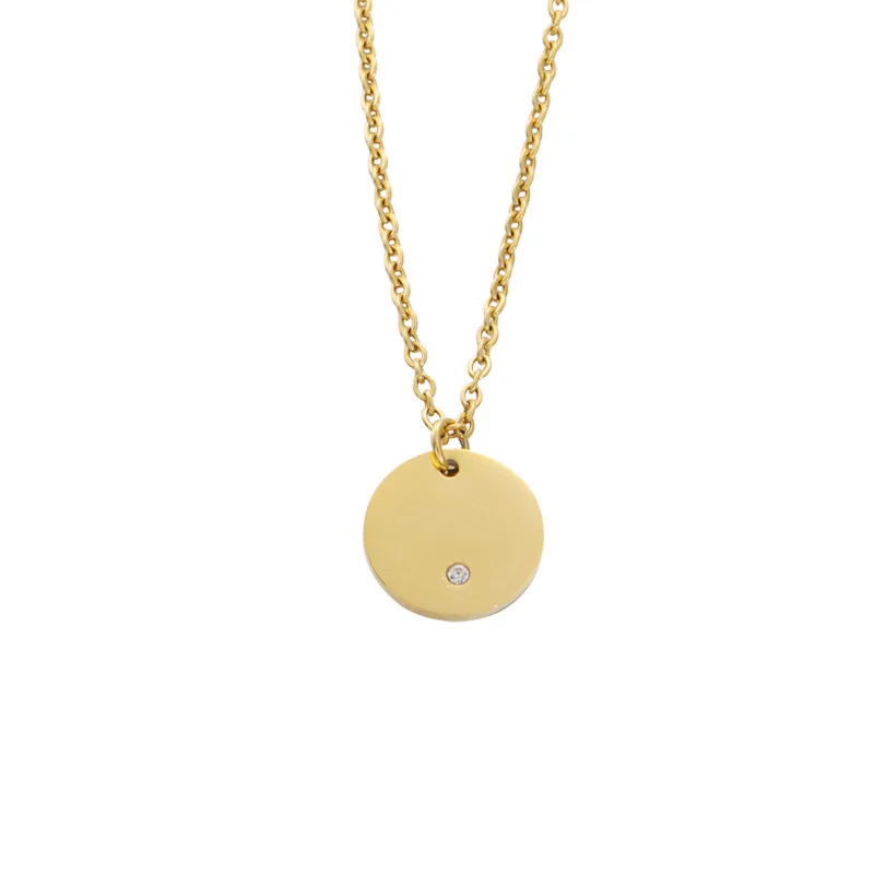 Round Charm Rhinestone Silver Necklace